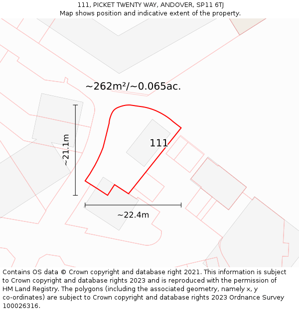 111, PICKET TWENTY WAY, ANDOVER, SP11 6TJ: Plot and title map