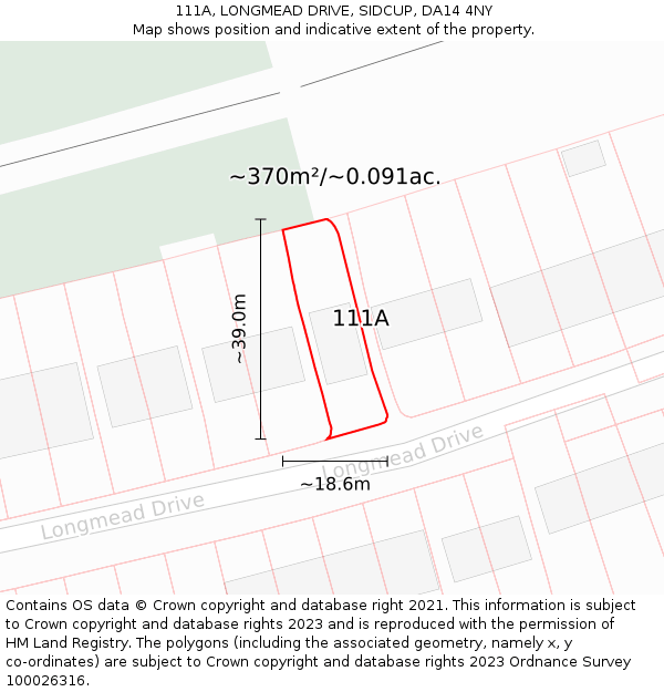 111A, LONGMEAD DRIVE, SIDCUP, DA14 4NY: Plot and title map