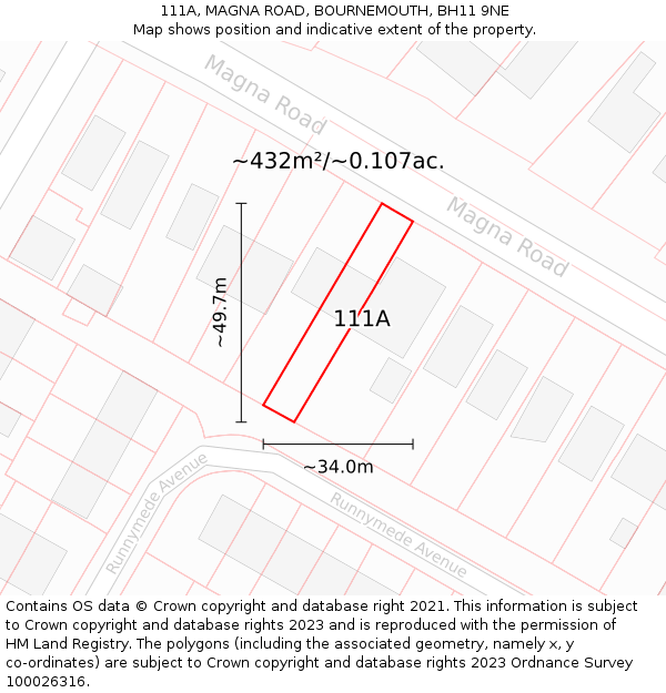 111A, MAGNA ROAD, BOURNEMOUTH, BH11 9NE: Plot and title map