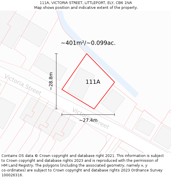 111A, VICTORIA STREET, LITTLEPORT, ELY, CB6 1NA: Plot and title map