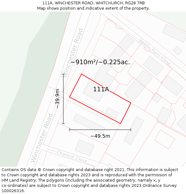 111A, WINCHESTER ROAD, WHITCHURCH, RG28 7RB: Plot and title map