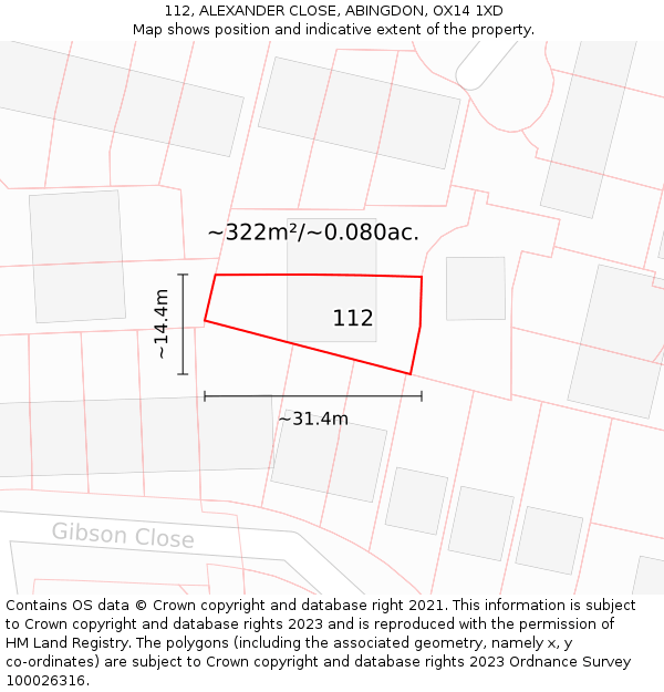 112, ALEXANDER CLOSE, ABINGDON, OX14 1XD: Plot and title map