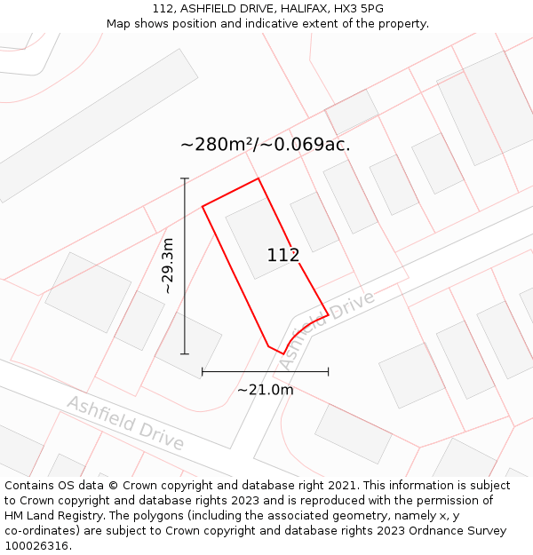 112, ASHFIELD DRIVE, HALIFAX, HX3 5PG: Plot and title map