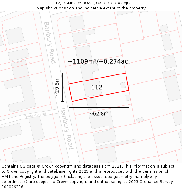 112, BANBURY ROAD, OXFORD, OX2 6JU: Plot and title map