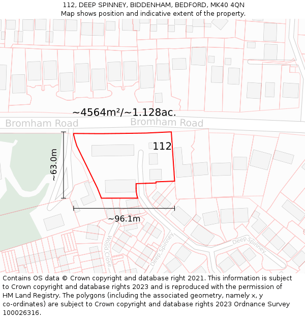 112, DEEP SPINNEY, BIDDENHAM, BEDFORD, MK40 4QN: Plot and title map