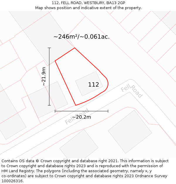 112, FELL ROAD, WESTBURY, BA13 2GP: Plot and title map