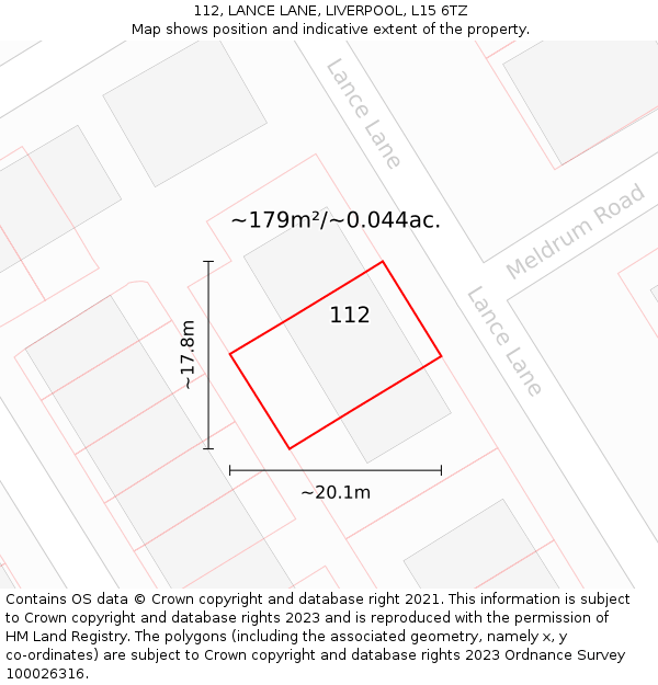 112, LANCE LANE, LIVERPOOL, L15 6TZ: Plot and title map