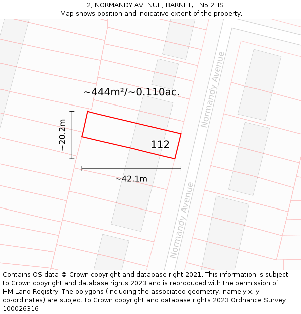 112, NORMANDY AVENUE, BARNET, EN5 2HS: Plot and title map