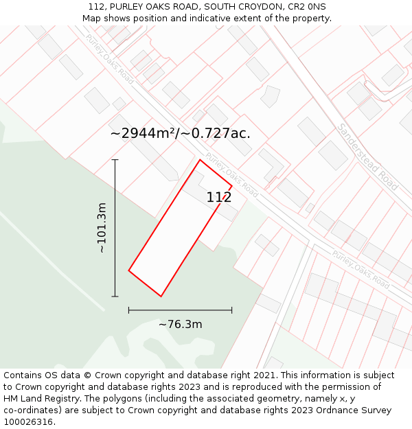 112, PURLEY OAKS ROAD, SOUTH CROYDON, CR2 0NS: Plot and title map