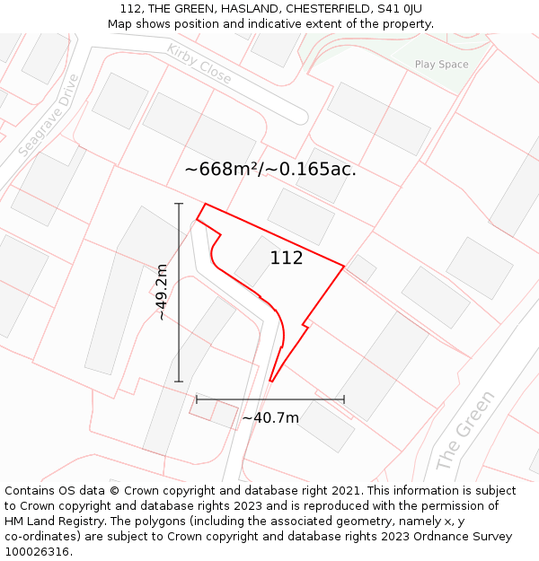 112, THE GREEN, HASLAND, CHESTERFIELD, S41 0JU: Plot and title map