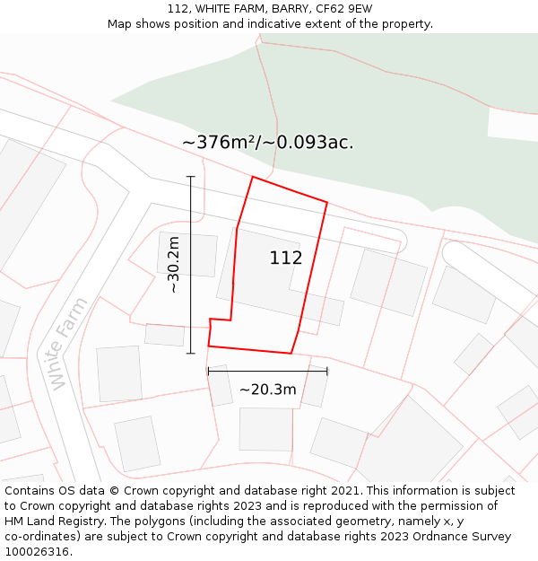 112, WHITE FARM, BARRY, CF62 9EW: Plot and title map