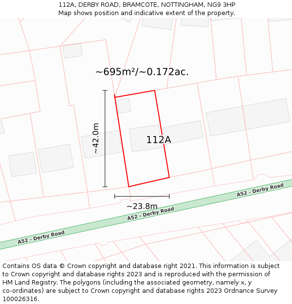 112A, DERBY ROAD, BRAMCOTE, NOTTINGHAM, NG9 3HP: Plot and title map