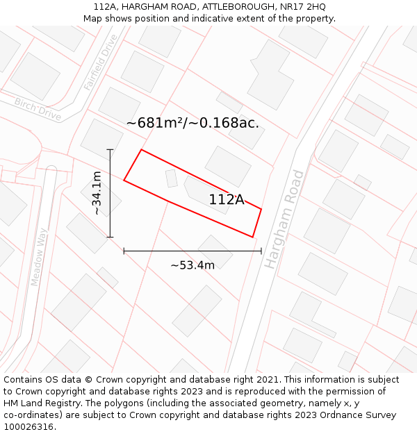 112A, HARGHAM ROAD, ATTLEBOROUGH, NR17 2HQ: Plot and title map