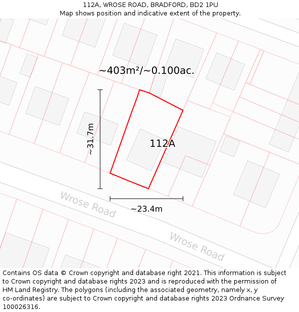 112A, WROSE ROAD, BRADFORD, BD2 1PU: Plot and title map