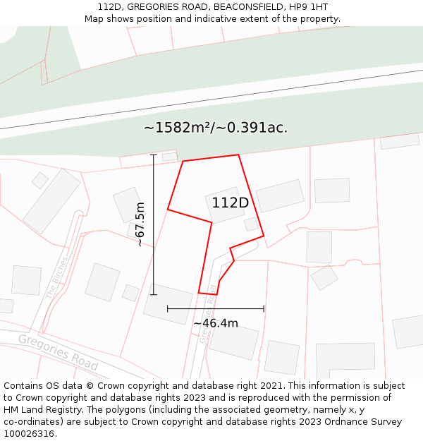 112D, GREGORIES ROAD, BEACONSFIELD, HP9 1HT: Plot and title map