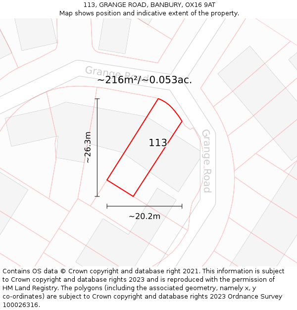 113, GRANGE ROAD, BANBURY, OX16 9AT: Plot and title map