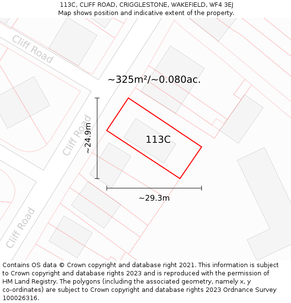 113C, CLIFF ROAD, CRIGGLESTONE, WAKEFIELD, WF4 3EJ: Plot and title map