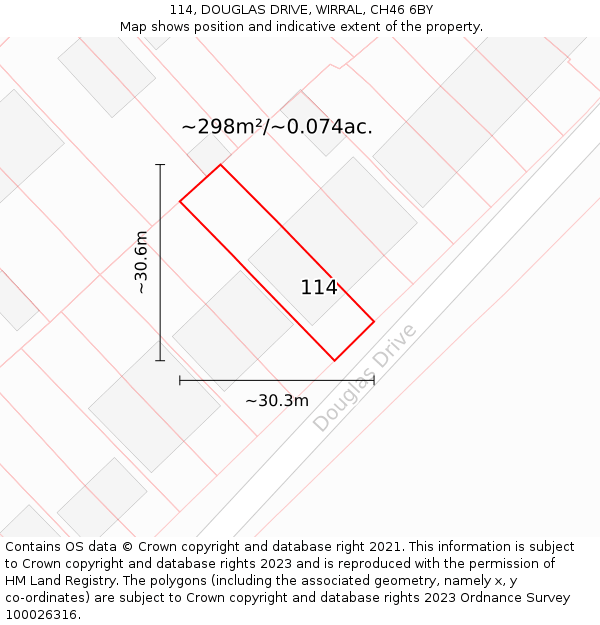 114, DOUGLAS DRIVE, WIRRAL, CH46 6BY: Plot and title map
