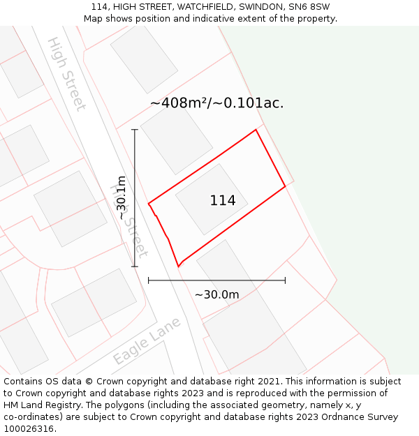 114, HIGH STREET, WATCHFIELD, SWINDON, SN6 8SW: Plot and title map