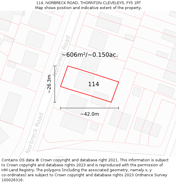 114, NORBRECK ROAD, THORNTON-CLEVELEYS, FY5 1RT: Plot and title map