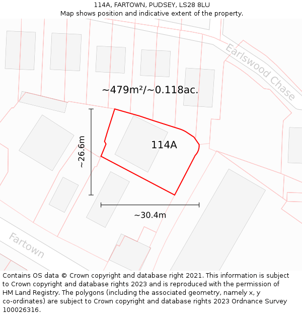 114A, FARTOWN, PUDSEY, LS28 8LU: Plot and title map