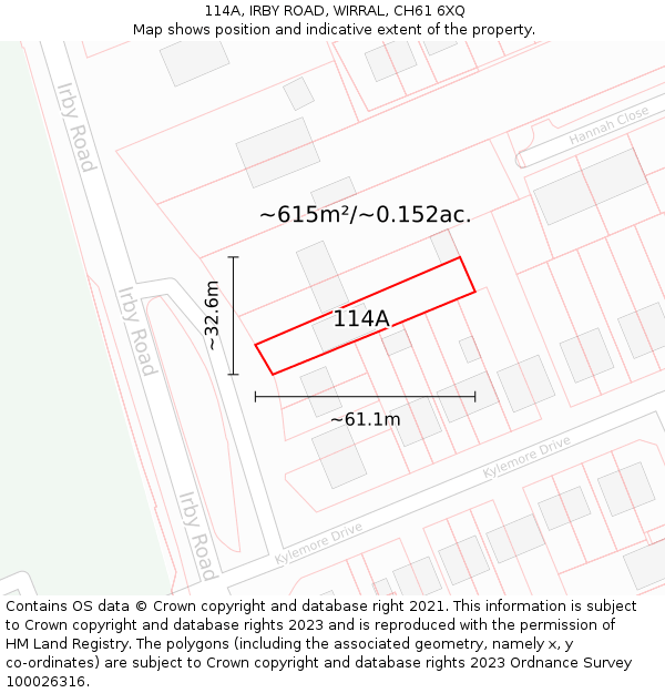 114A, IRBY ROAD, WIRRAL, CH61 6XQ: Plot and title map