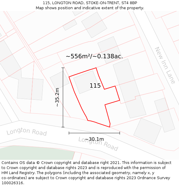 115, LONGTON ROAD, STOKE-ON-TRENT, ST4 8BP: Plot and title map