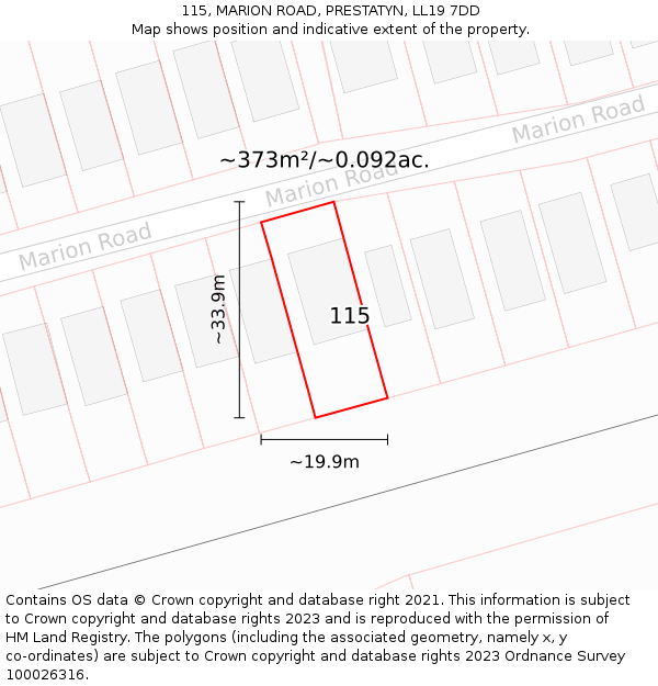 115, MARION ROAD, PRESTATYN, LL19 7DD: Plot and title map