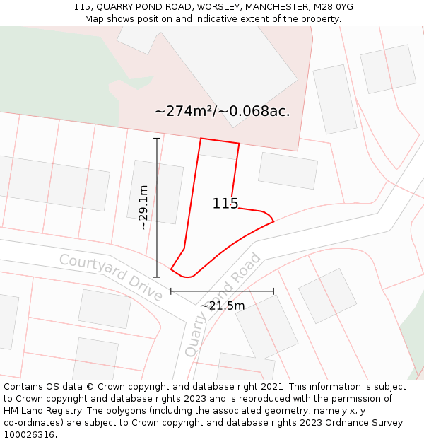 115, QUARRY POND ROAD, WORSLEY, MANCHESTER, M28 0YG: Plot and title map