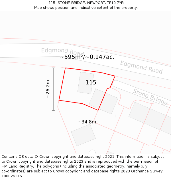 115, STONE BRIDGE, NEWPORT, TF10 7YB: Plot and title map