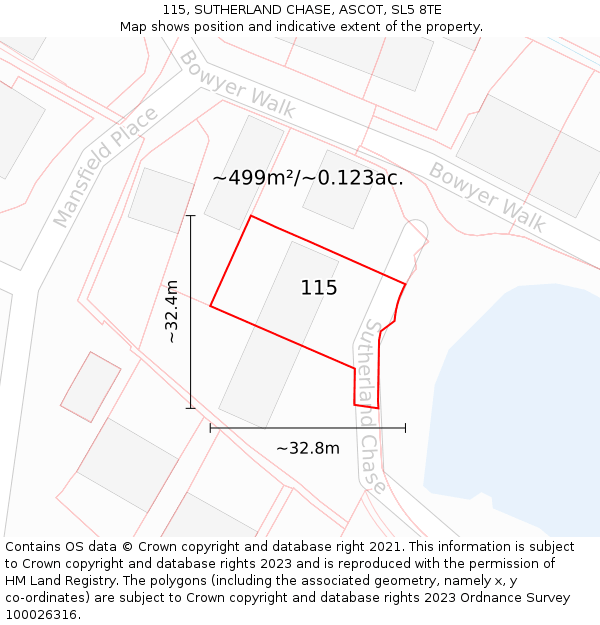 115, SUTHERLAND CHASE, ASCOT, SL5 8TE: Plot and title map