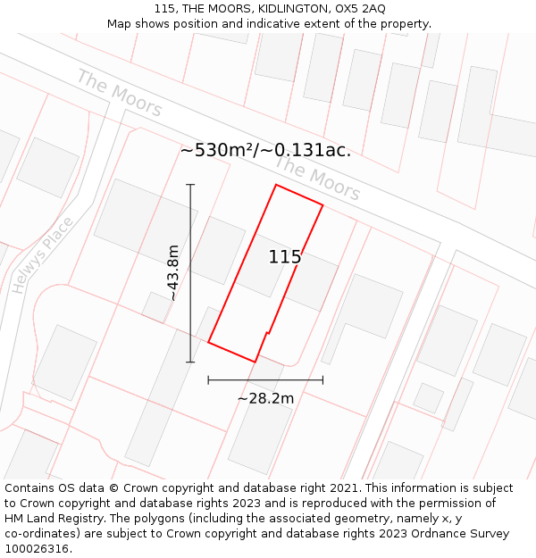 115, THE MOORS, KIDLINGTON, OX5 2AQ: Plot and title map