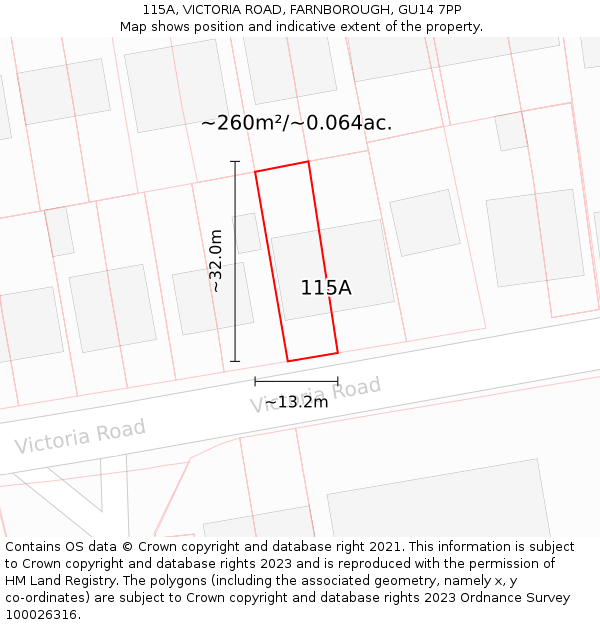115A, VICTORIA ROAD, FARNBOROUGH, GU14 7PP: Plot and title map