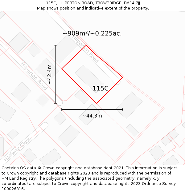 115C, HILPERTON ROAD, TROWBRIDGE, BA14 7JJ: Plot and title map