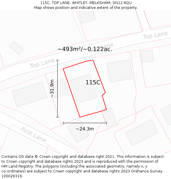 115C, TOP LANE, WHITLEY, MELKSHAM, SN12 8QU: Plot and title map