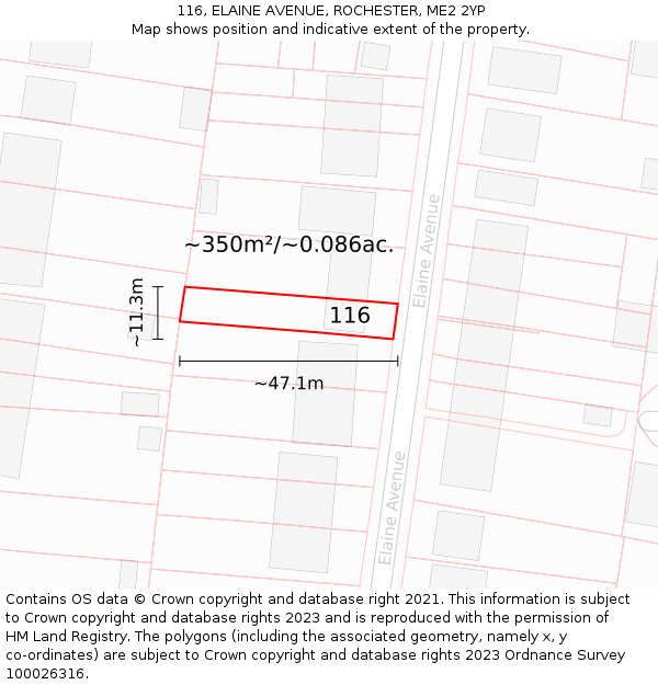 116, ELAINE AVENUE, ROCHESTER, ME2 2YP: Plot and title map