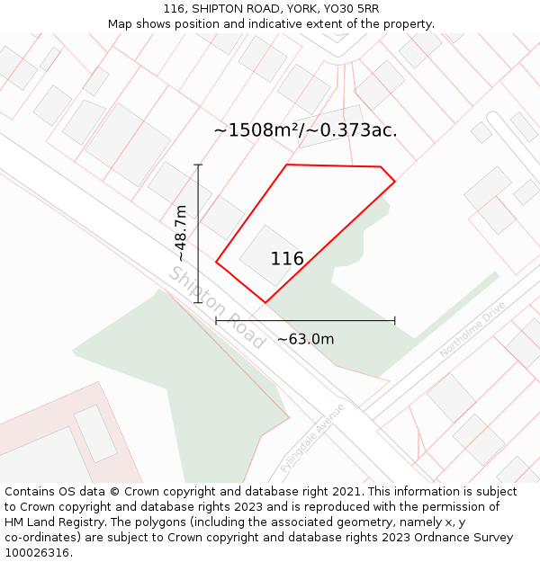 116, SHIPTON ROAD, YORK, YO30 5RR: Plot and title map