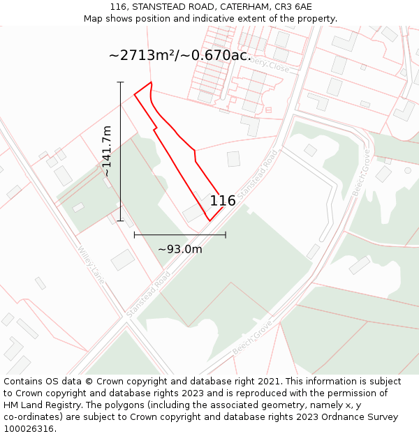 116, STANSTEAD ROAD, CATERHAM, CR3 6AE: Plot and title map