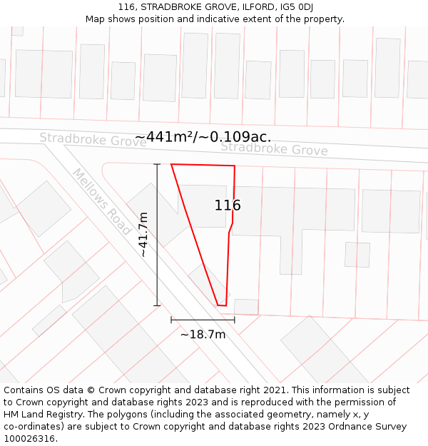 116, STRADBROKE GROVE, ILFORD, IG5 0DJ: Plot and title map