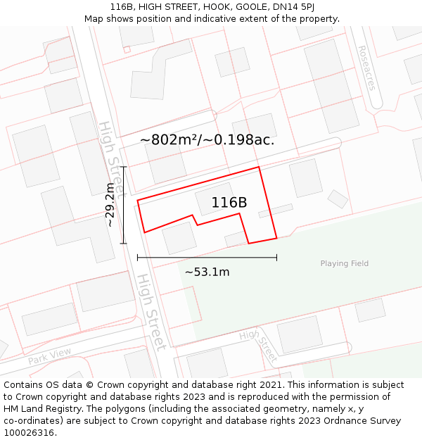 116B, HIGH STREET, HOOK, GOOLE, DN14 5PJ: Plot and title map