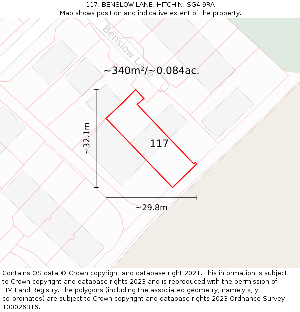 117, BENSLOW LANE, HITCHIN, SG4 9RA: Plot and title map