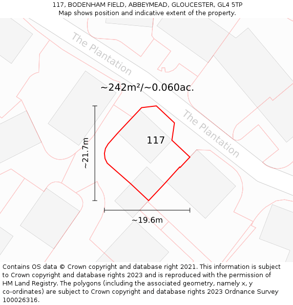 117, BODENHAM FIELD, ABBEYMEAD, GLOUCESTER, GL4 5TP: Plot and title map