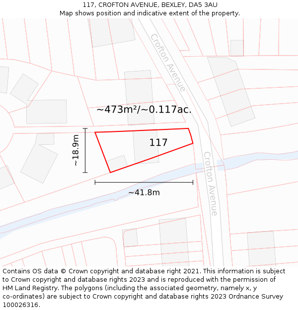 117, CROFTON AVENUE, BEXLEY, DA5 3AU: Plot and title map