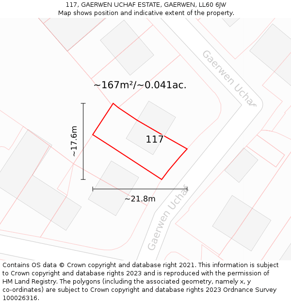 117, GAERWEN UCHAF ESTATE, GAERWEN, LL60 6JW: Plot and title map