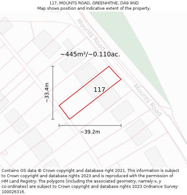 117, MOUNTS ROAD, GREENHITHE, DA9 9ND: Plot and title map