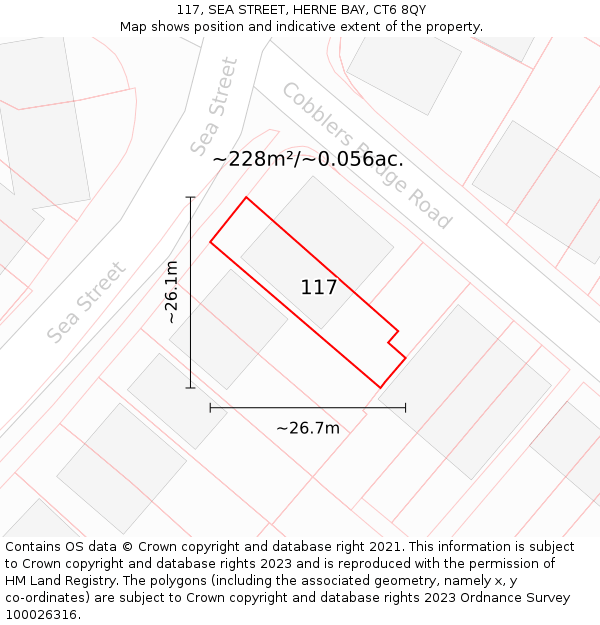 117, SEA STREET, HERNE BAY, CT6 8QY: Plot and title map