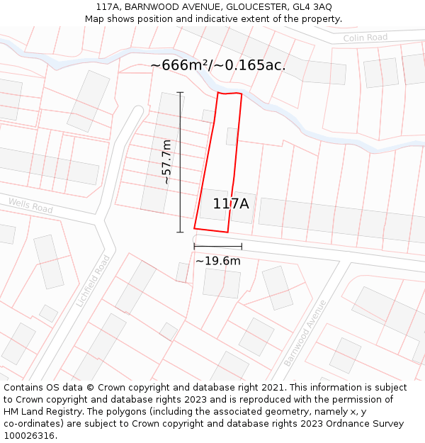 117A, BARNWOOD AVENUE, GLOUCESTER, GL4 3AQ: Plot and title map