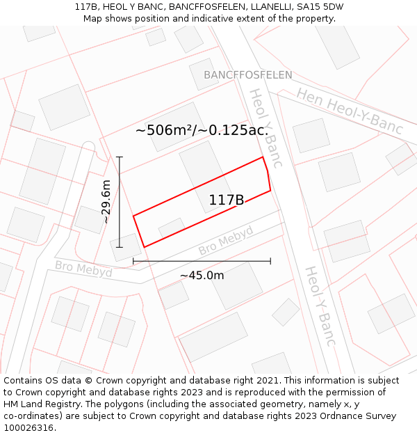 117B, HEOL Y BANC, BANCFFOSFELEN, LLANELLI, SA15 5DW: Plot and title map