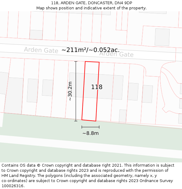 118, ARDEN GATE, DONCASTER, DN4 9DP: Plot and title map