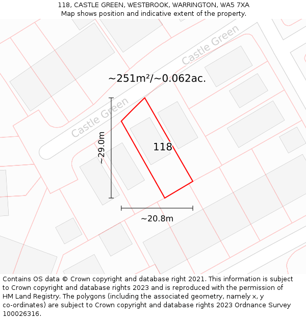 118, CASTLE GREEN, WESTBROOK, WARRINGTON, WA5 7XA: Plot and title map